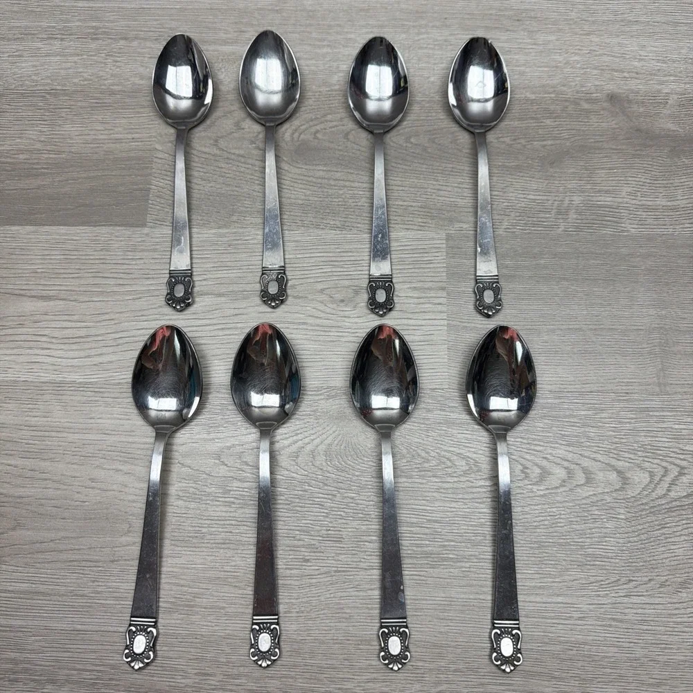 National Stainless, King Eric, Lot of 8 Piece Spoon Set Japan Made Stainless